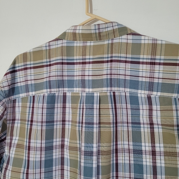 Men's Quicksilver Short Sleeve Button Down Plaid Shirt Size XL Burgandy/Blue - Picture 7 of 11